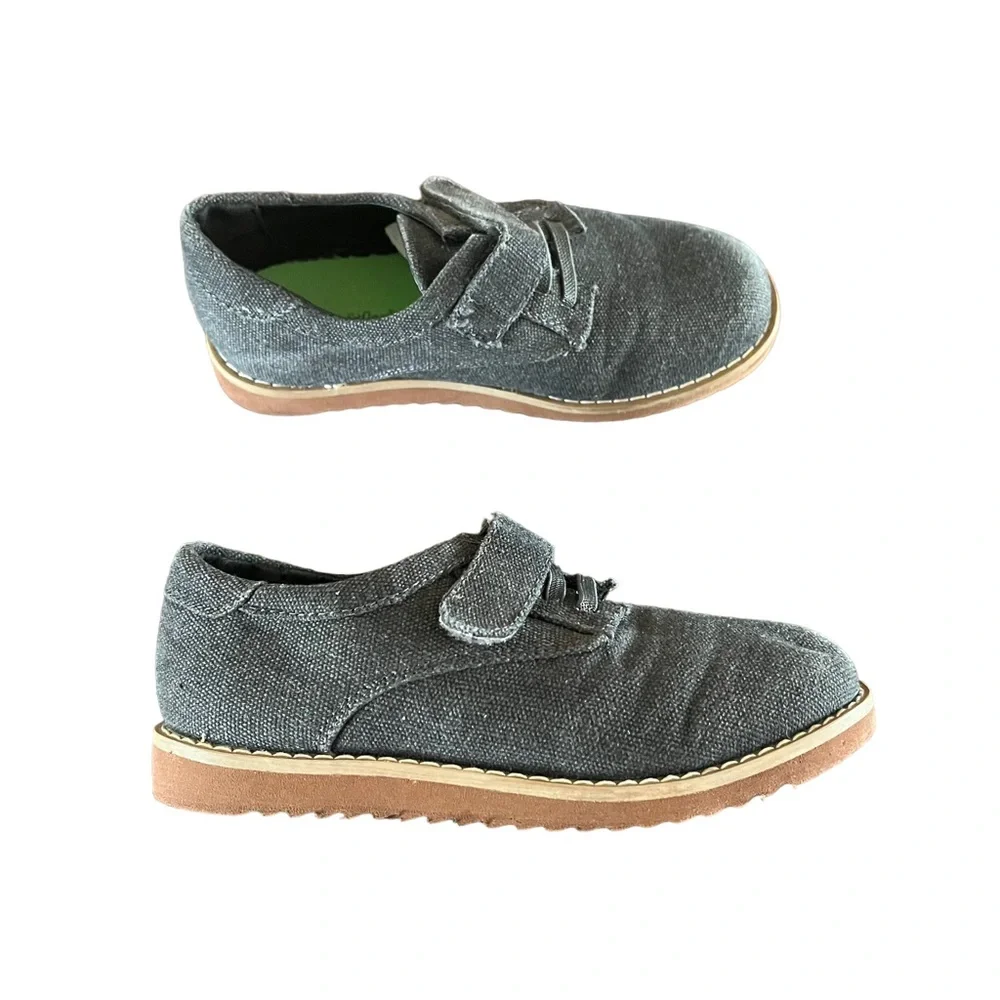 Cat & Jack Boys Gray Canvas Casual Dress Shoes Size 11 - Picture 3 of 7